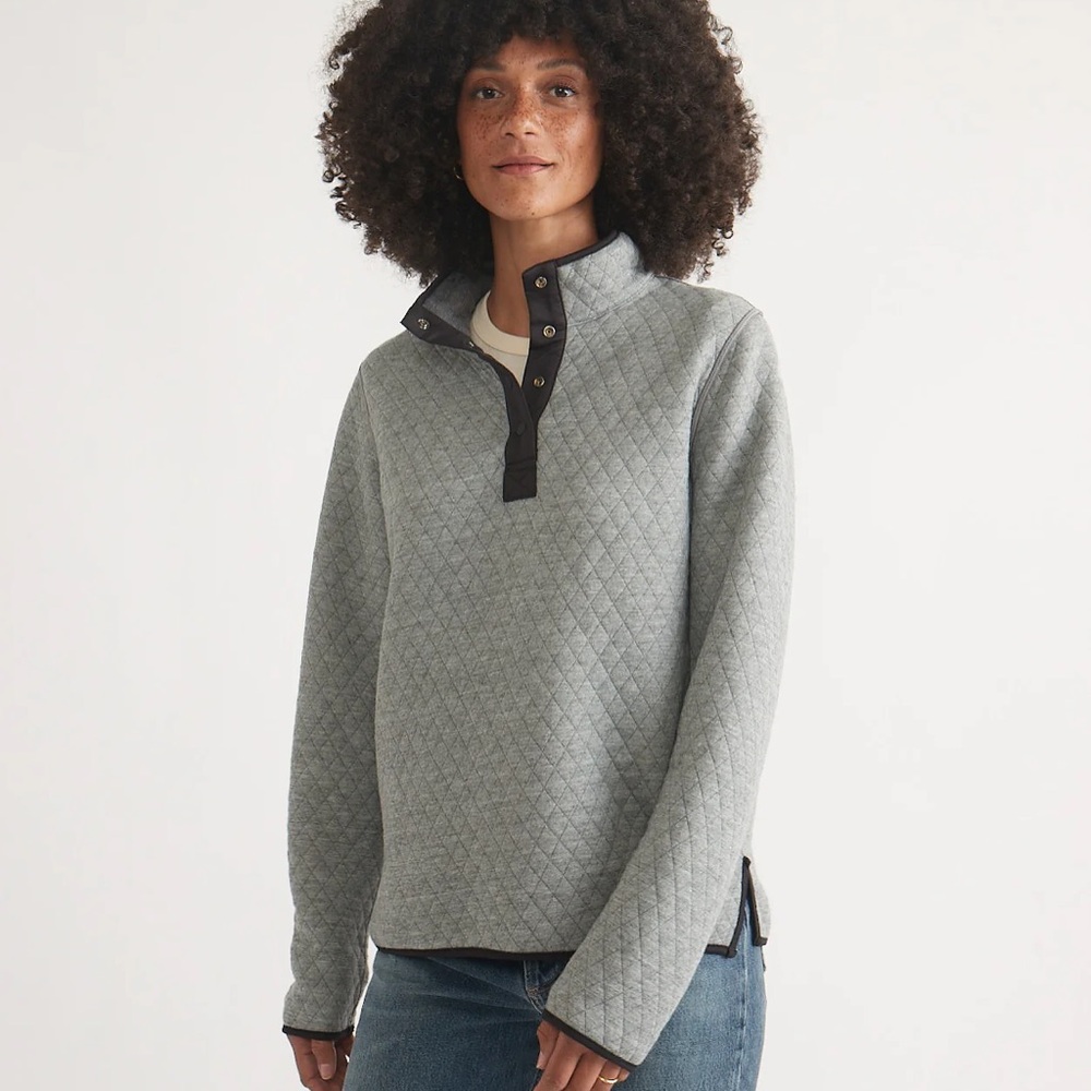 MARINE LAYER QUILTED 1/4 SNAP PULLOVER SMALL
